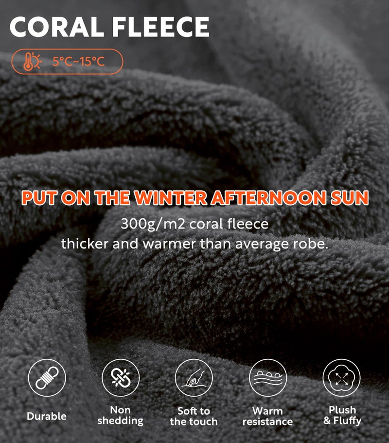 DAVID ARCHY روب ديفيد آرتشي للرجال من الفليس الكورالي الناعم بطول كامل مع غطاء للرأس (XL، رمادي داكن) - Image 3